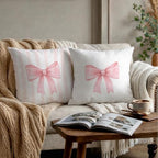 Coquette Pink Bow Striped Pillow Cover 18x18, Girly Ribbon Bow Decorative Throw - Image 3