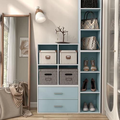 Homes: Inside + Out Apexa 4-Cube Storage Organizer Shelves, Stackable Wood - Image 2