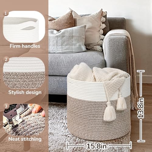 Goodpick Woven Rope Basket for Blankets Fit Nursery & Living Room - Image 5