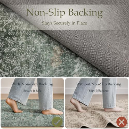 JOLLYVOGUE 6x9 Area Rugs for Living Room, Washable Rug, Moss Green - Image 4