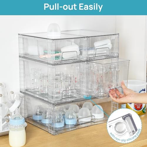 Vtopmart Clear Stackable Storage Drawers, 7 Pack Multi Size Set - Image 5