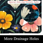 Shower Mat Non Slip 26.8 x 15.1 Inches, Flowers Florals Bathtub Mat Shower - Image 2