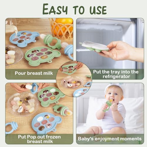 Baby Breastmilk Popsicle Molds & Fruit Feeder, Baby Food Freezer Tray Storage - Image 4