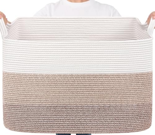 Goodpick 105L Extra Large Woven Rope Blanket Basket, Light Brown by Goodpick