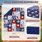 Peryiter 3 Pcs Baseball Crib Sheet Set Baby Crib Bedding Set Includes 52"x28" - Image 2