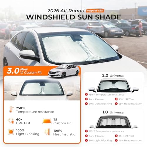 DooGooCoo Windshield Sun Shade for Honda Accord 2023-2025 2026 Sunshade for Car - Image 2