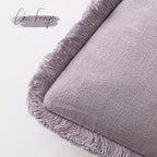 Foindtower Decorative Linen Fringe Throw Pillow Covers 18×18 Light Purple - Image 3