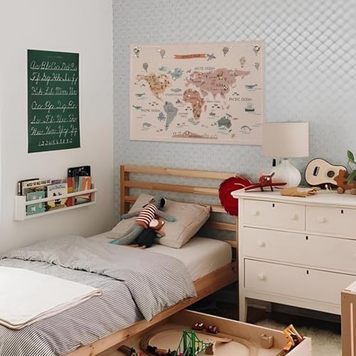 Wheatwin World Maps for Wall, World Map Banner for Kids, Cute Animal World Map - Image 4