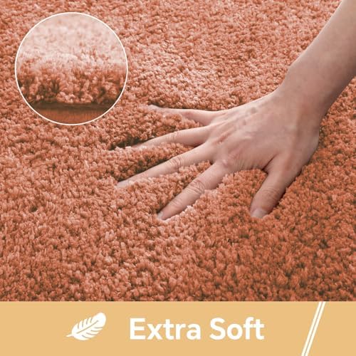 Polyester Bathroom Rug 36"x60" Rust, Large Soft Shaggy Bath Mat - Image 3