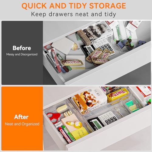 Criusia 16 Pack Large Clear Plastic Drawer Organizer Bins - Image 5