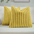 FUTEI Pack of 2 Faux Fur Throw Pillow Covers 26x26 Inch, Mustard Yellow by FUTEI