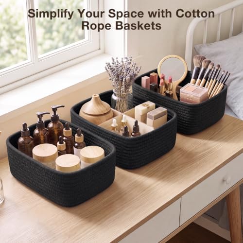 3 Pack Small Baskets for Organizing, Woven Storage Baskets for Shelves - Image 6