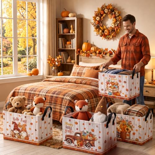 4 Pcs Fall Storage Basket for Gifts Empty Large Fall Pumpkin Storage Bins - Image 4