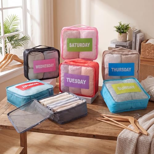Woanger 7 Pcs Packing Cubes for Travel Days of Week Packing Cubes - Image 3