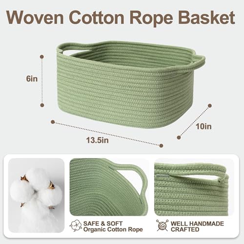 Cute Green Woven Basket, Empty Gift Basket - Image 2