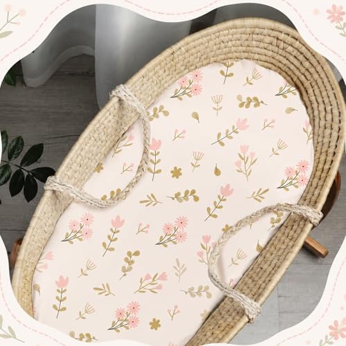 CroBlissful 4 Pack Boho Floral Bassinet Sheets - Image 5