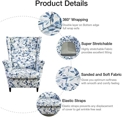 NILUOH Wingback Chair Covers 2-Piece, Armchair Slipcovers - Image 2