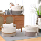 67L Large Blanket Basket, Cotton Rope Blanket Basket Living Room, Baby Laundry - Image 6