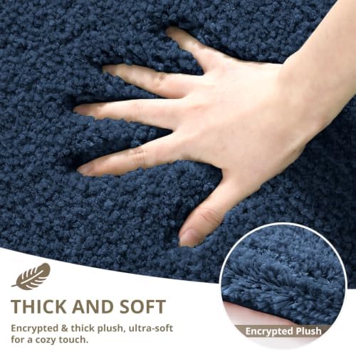 Polyester Bathroom Rug 20"x32" Navy Blue, Non-Slip Soft Bath Mat - Image 4