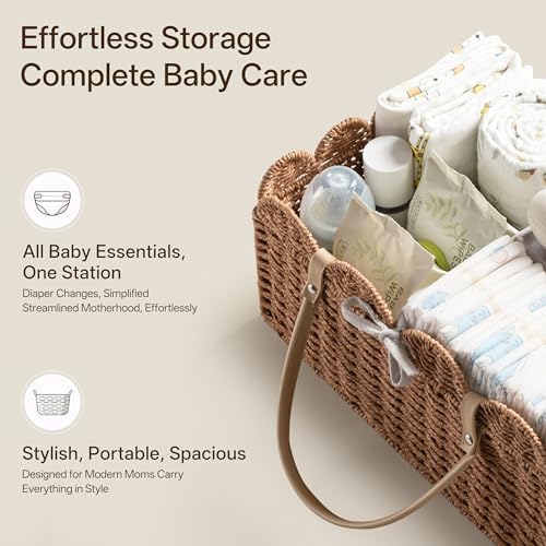 HBlife Large Baby Diaper Caddy, Paper Rope Storage Baskets Nursery Bin - Image 4