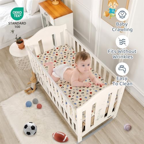Sports Mini Crib Bedding Set Boys Brown 3PCs Mini Crib Comforter Set Basketball - Image 5
