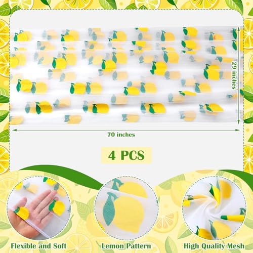 4 Pcs Lemon Yellow Tulle Table Runner 29x70 Lemonade Party - Image 3
