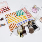 SOIDRAM 2 Pieces Stripes Makeup Bag Large Corduroy Cosmetic Bag Capacity Canvas - Image 6