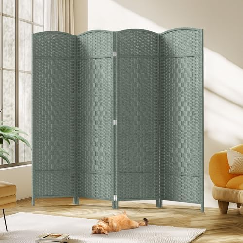 JOSTYLE Rattan Room Divider, 4-Panel Folding Privacy Screen 6ft. Extra Wide by Jostyle