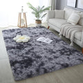 5x7 Tie-dye Dark Grey Shag Rug for Bedroom, Soft Plush Fluffy Carpet by KICHOWUA