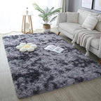 5x7 Tie-dye Dark Grey Shag Rug for Bedroom, Soft Plush Fluffy Carpet by KICHOWUA