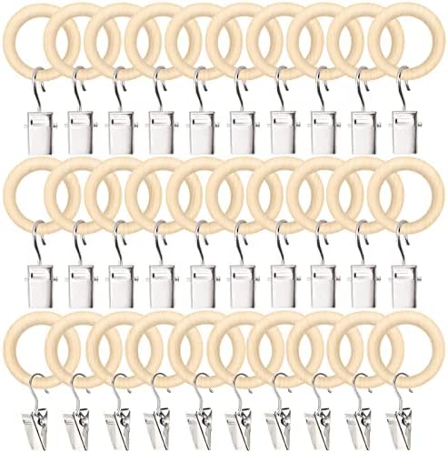 POVETIRE 30 Wood Rings Hooks Hanging Baby Headband Brackets Metal Clips by POVETIRE