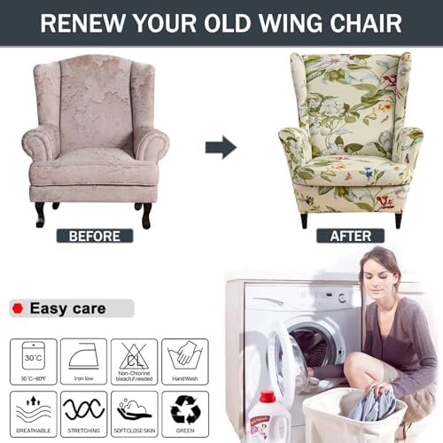 NILUOH Wingback Chair Covers 2-Piece, Armchair Slipcovers - Image 6