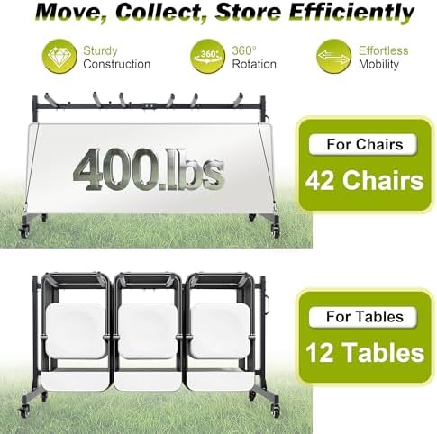 RANTILA Folding Chair Cart, Heavy Duty Chair Storage Dolly Holds 42 Chairs or - Image 3