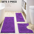 Bathroom Rugs Chenille 3-Piece Extra Soft and Absorbent Shag Bathroom Rugs - Image 3