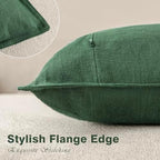 Foindtower Linen Solid Decorative Throw Pillow Covers 26x26 Inch Pine Green - Image 3
