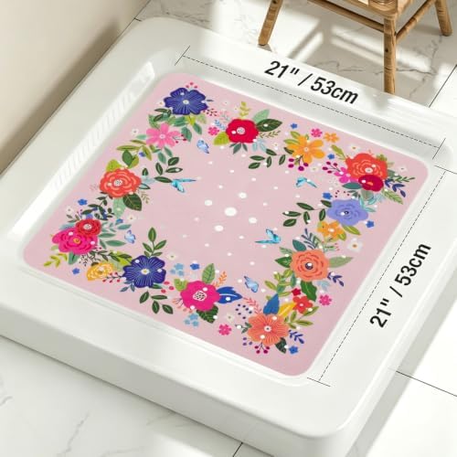 Square Shower Mat Non Slip 21x21 Inch, Plant Anti Slip Shower Mat - Image 3