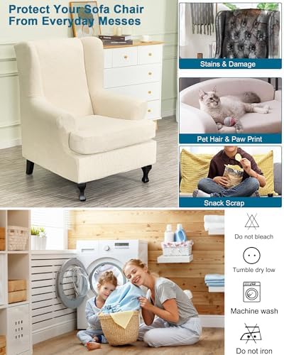 CRFATOP Wingback Chair Covers Stretch Armchair Slipcovers - Image 5