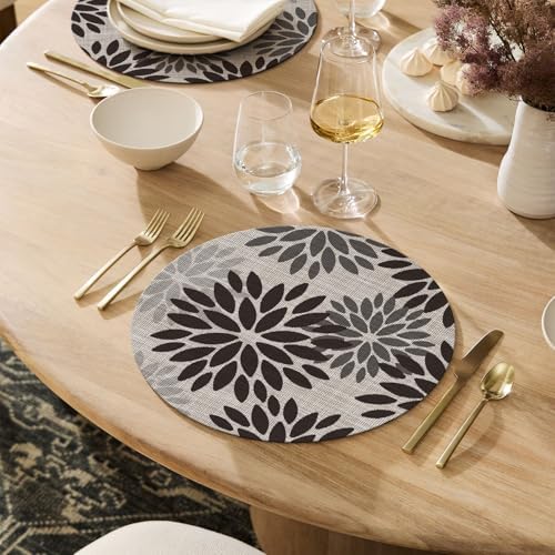 Artoid Mode Black Dahlia Plastic Round Placemats Set of 4, 14 Inch Seasonal - Image 2
