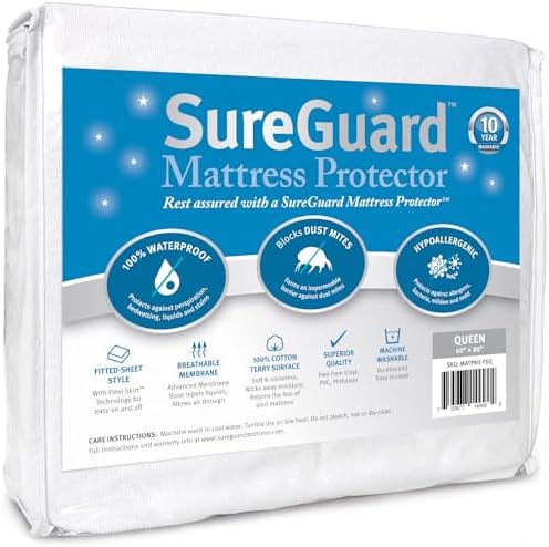 SureGuard Waterproof Mattress Protector, Queen Size Mattress Cover by SureGuardMattressProtectors