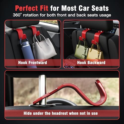 4-Pack Car Headrest Hooks Holds 55lbs Seat Storage Organizer - Image 4