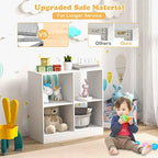 Costzon Toy Organizers and Storage, Wooden White 4-Cube Kids Bookcase - Image 7