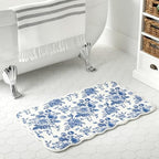 Whaline Blue Floral Rug Mat 32 x 20 Inch Chinoiserie Absorbent Bathmat Vintage - Image 4