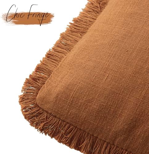 Foindtower Decorative Linen Fringe Throw Pillow Covers Cozy Boho Farmhouse - Image 3