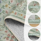 Green Floral Rug for Girls, 6x9 Washable Botanical Bedroom Rug for Nursery - Image 6