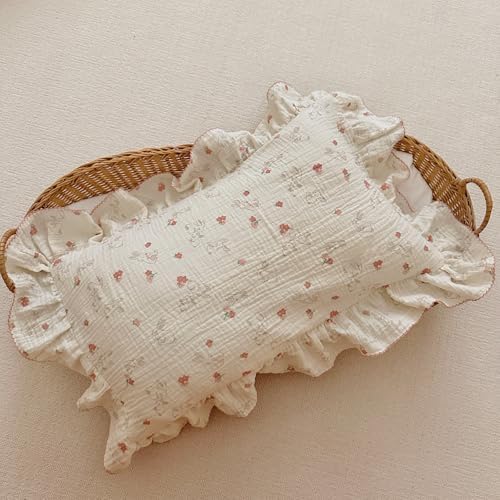 BuLuTu Muslin Small Pillowcase for Toddlers, Flower Rabbit Print - Image 4