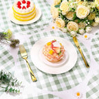 Funnymoom 60 Pcs Green and White Gingham Disposable Paper Placemats Round Table - Image 4