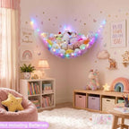 Stuffed Animals Hammock with LED Light Toy Net Room Decor Corner Storage - Image 5