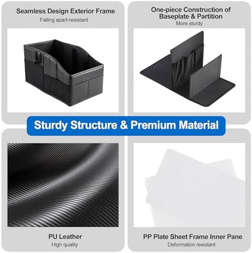 WHHMK Sturdy Leather Car Storage Support Up to 33 LB, Carbon Fiber Texture - Image 4
