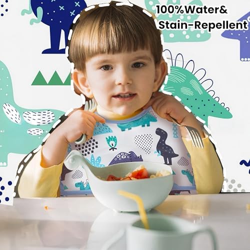 TSD Baby Bibs Waterproof Feeding Bibs 5pack Adjustable Mealtime Poctet Bib - Image 2