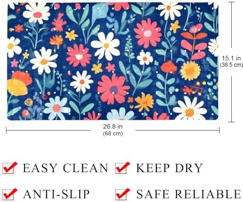 Bathtub Mat Non Slip 26.8x15.1In, Wildflowers Bath Mat - Image 4